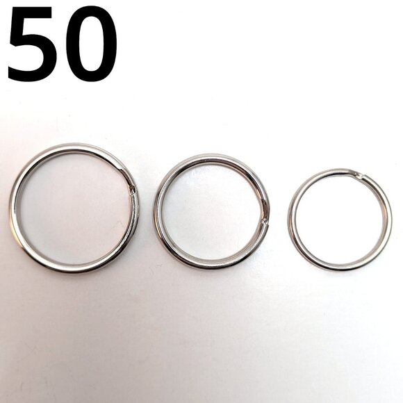 50 Split Keyrings Jump Rings Double Loop Stainless Steel Size 1.25" & 1" & 0.75" - Picture 1 of 3